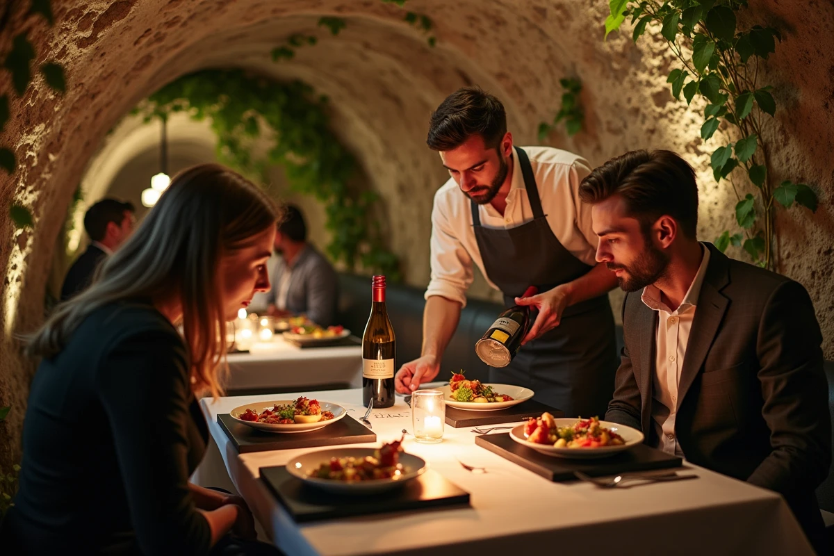 Restaurant troglodyte intimiste à Lyon avec cave en pierre et menu gastronomique original
